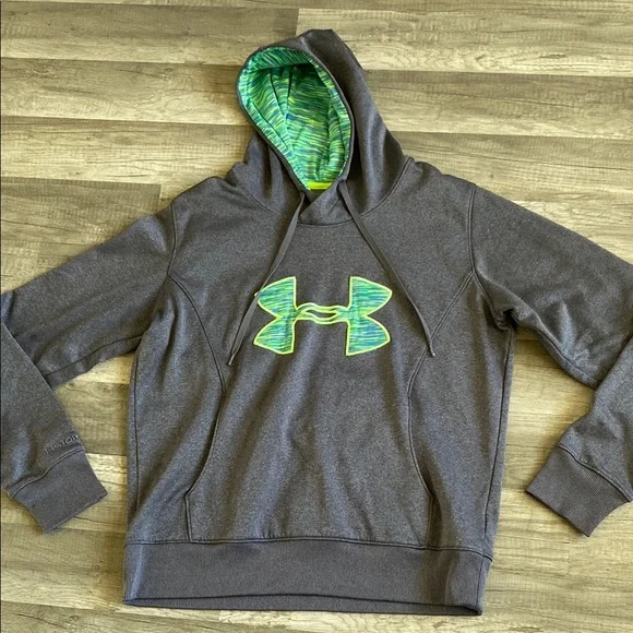 💛 Under Armour Charcoal Hoodie with Lime Accents - Picture 2 of 2